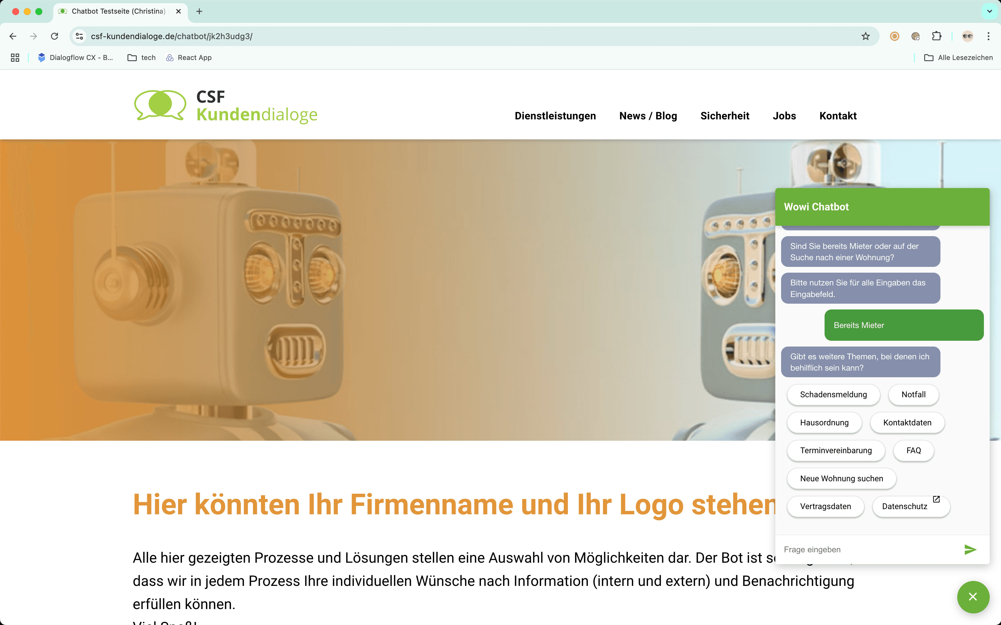 Dialoge per Chat und Sprache